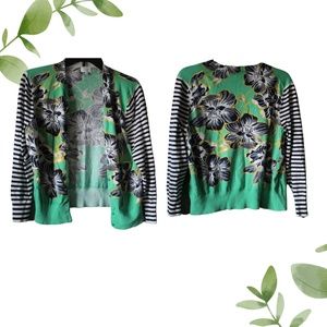 FLORAL & STRIPED CARDIGAN